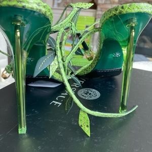 Versace | Shoes | Versace Antheia Green Leaf Python Effect Sandals |  Poshmark